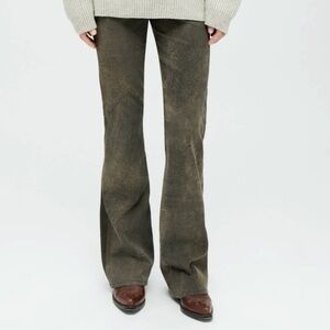 70's STRETCH LEATHER BOOTCUT IN GREY